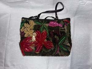Christiana Floral Beaded and Sequined Shoulder Tote Bag